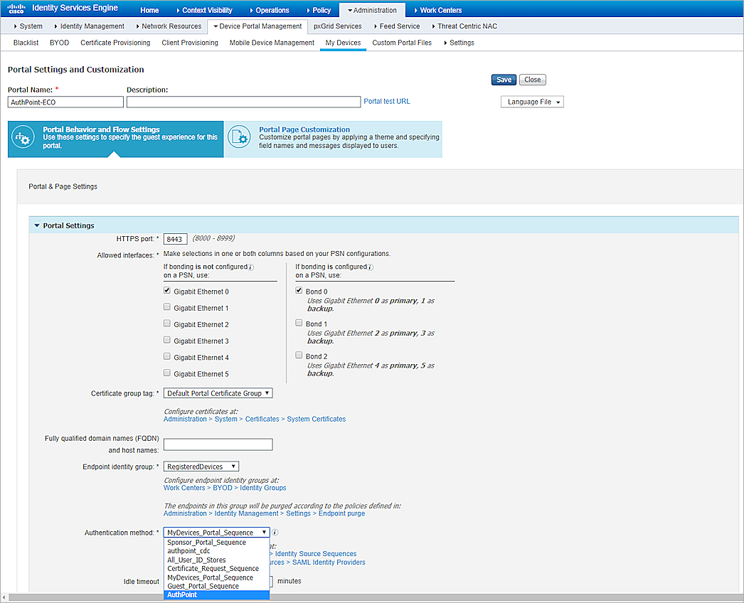 device portal settings